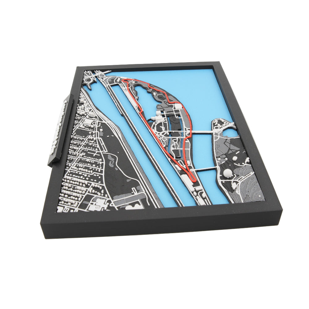 Canadian Grand Prix 3D Circuit Map - Layered Track Artwork and Desk Decor - Miniature Race Circuit Model in Framed Display (7-1/4 x 5-5/16)