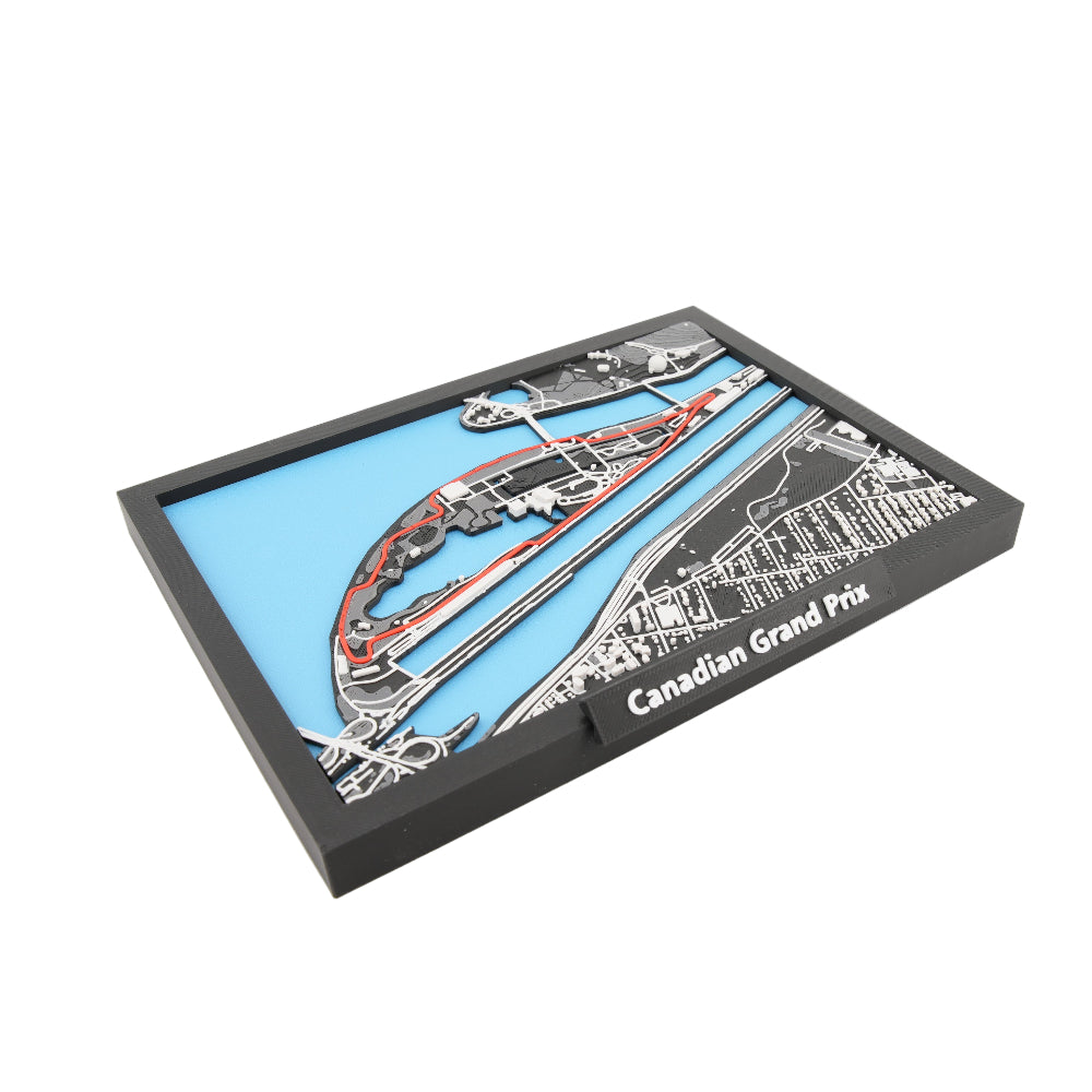 Canadian Grand Prix 3D Circuit Map - Layered Track Artwork and Desk Decor - Miniature Race Circuit Model in Framed Display (7-1/4 x 5-5/16)