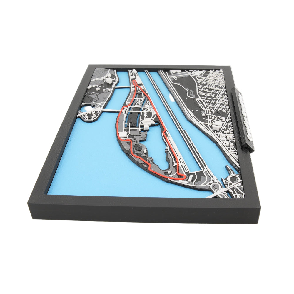 Canadian Grand Prix 3D Circuit Map - Layered Track Artwork and Desk Decor - Miniature Race Circuit Model in Framed Display (7-1/4 x 5-5/16)