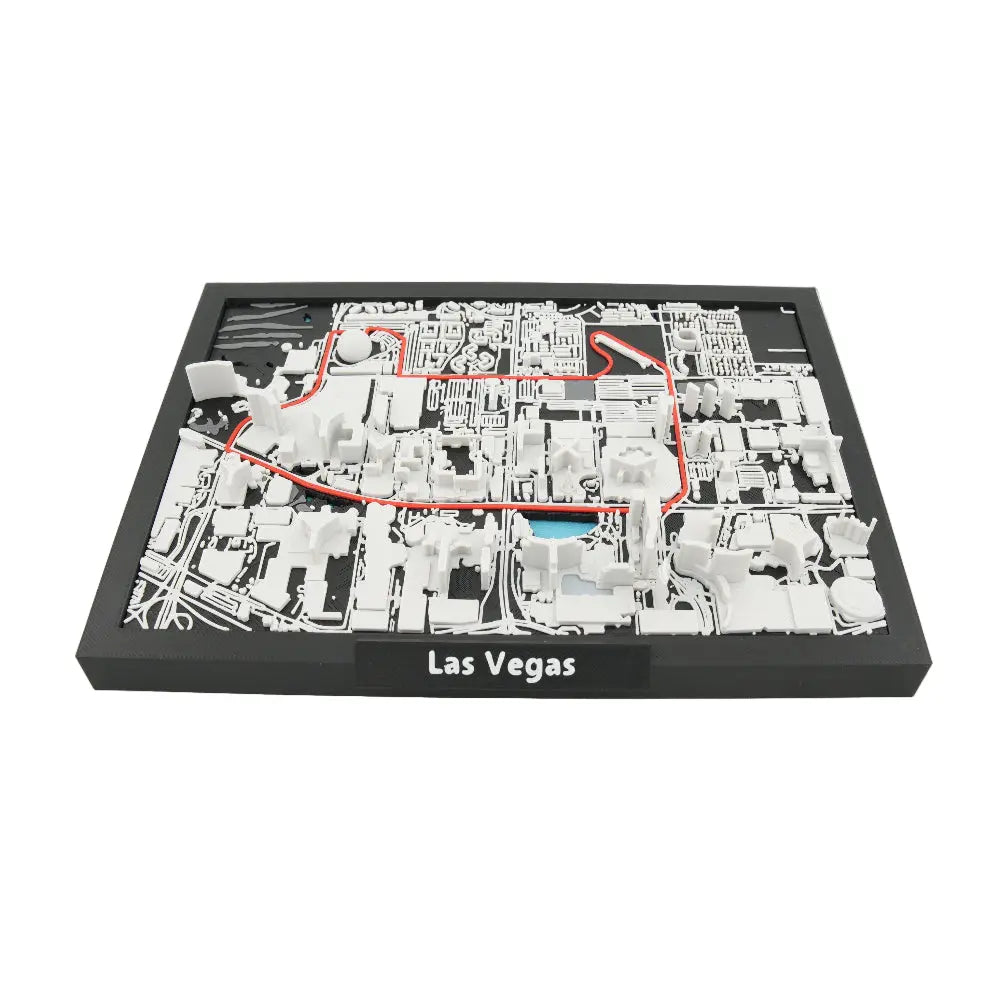 Las Vegas Grand Prix highlighted street circuit skyline model