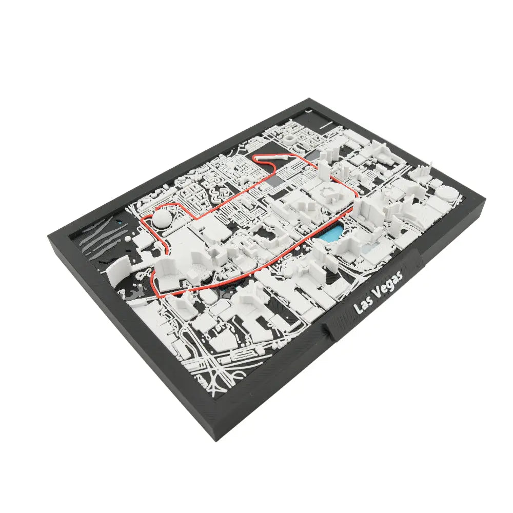 Framed Las Vegas race track skyline map side angle