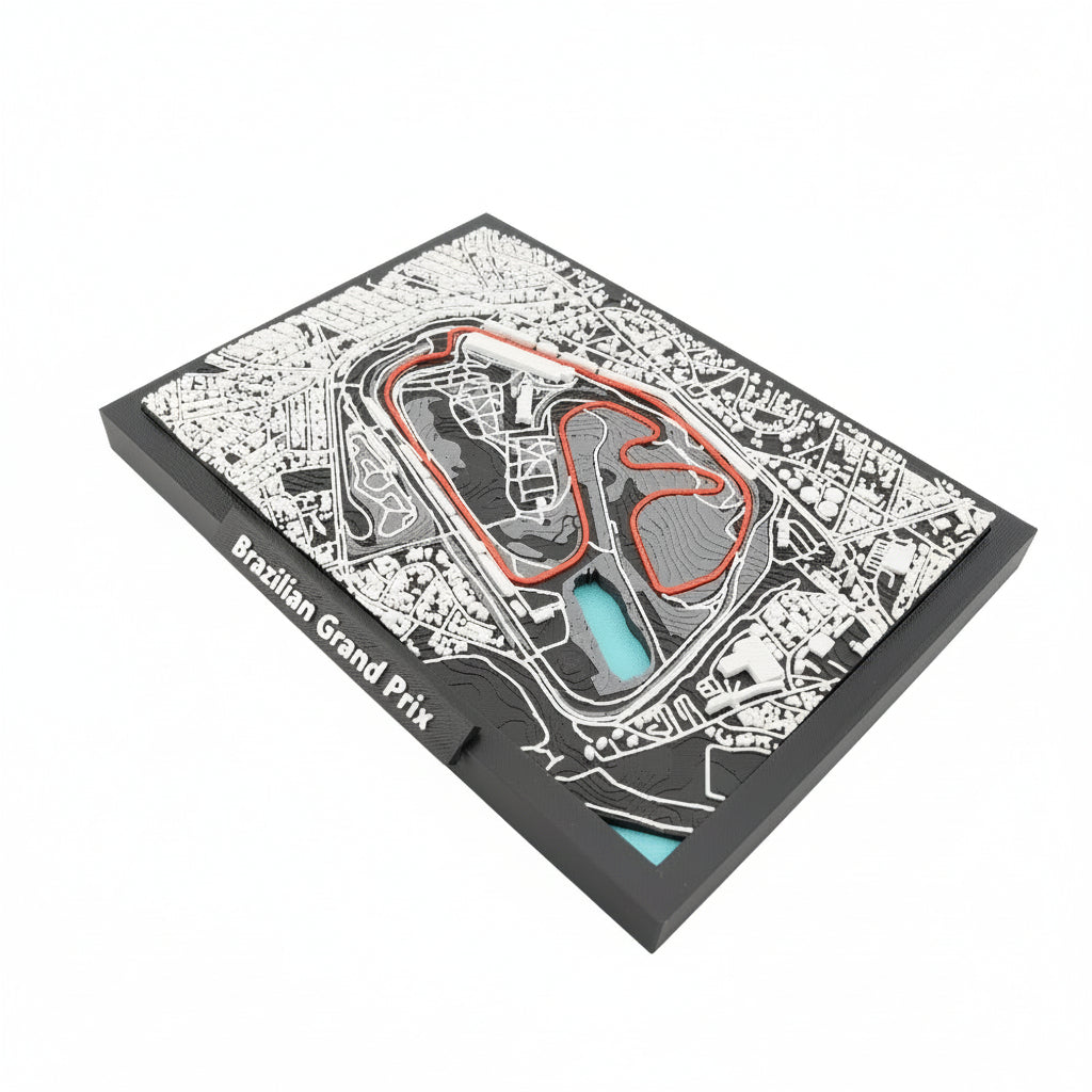 Brazilian Grand Prix 3D Track Map Model - Layered Topographic Racing Circuit Art and Desk Display | São Paulo Motorsport Decor