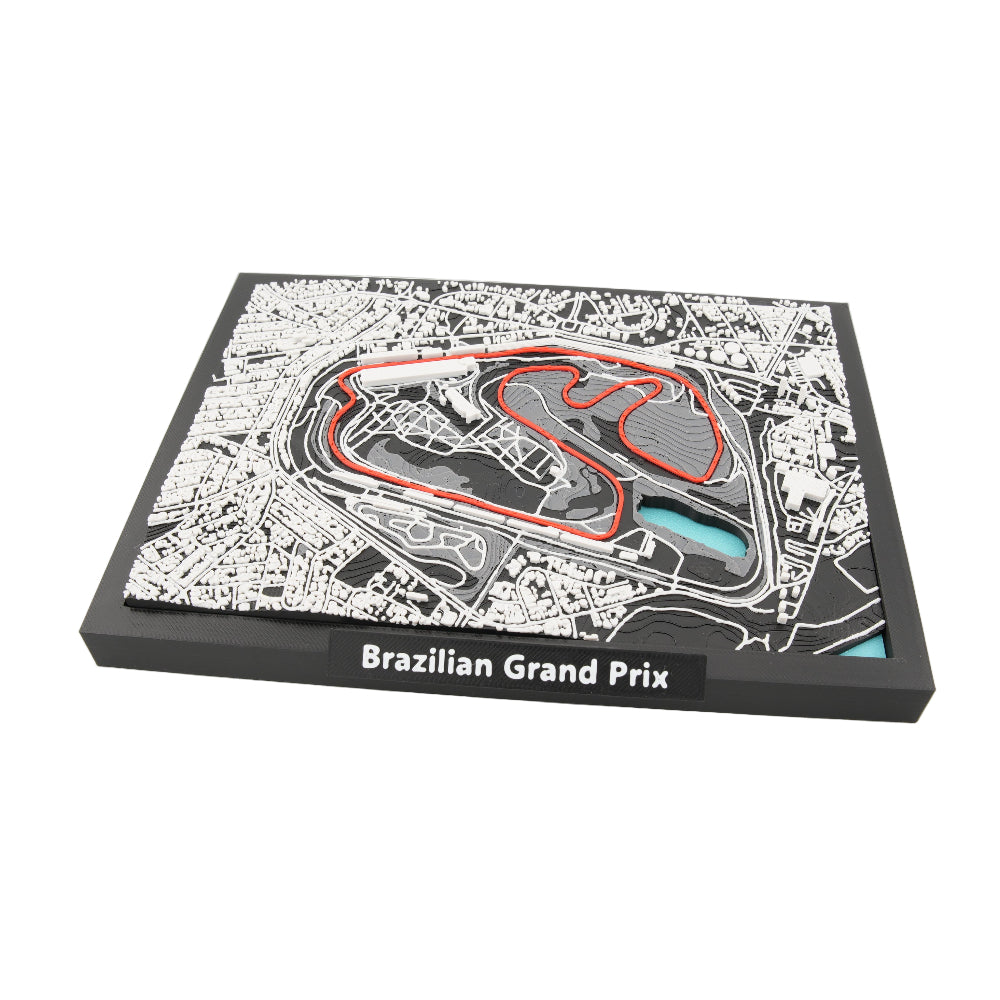 Brazilian Grand Prix 3D Track Map Model - Layered Topographic Racing Circuit Art and Desk Display | São Paulo Motorsport Decor