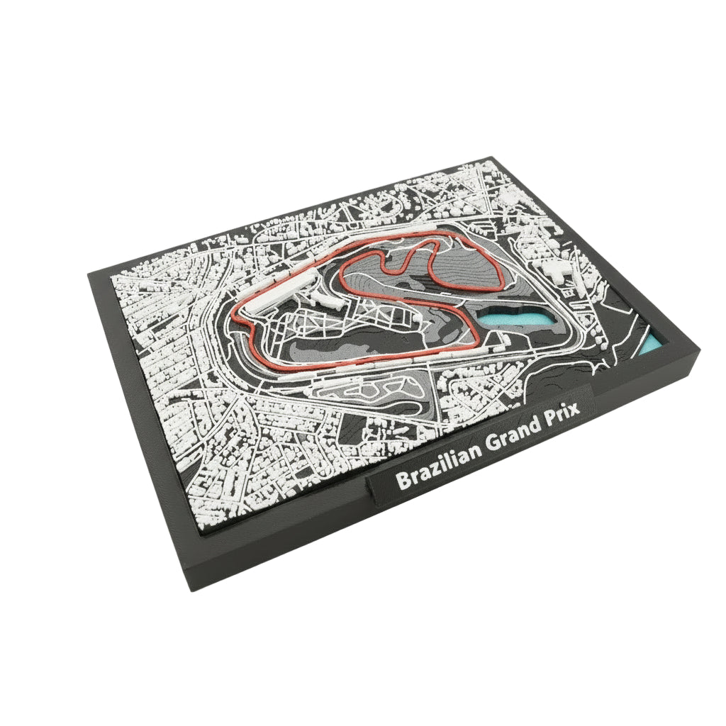 Brazilian Grand Prix 3D Track Map Model - Layered Topographic Racing Circuit Art and Desk Display | São Paulo Motorsport Decor