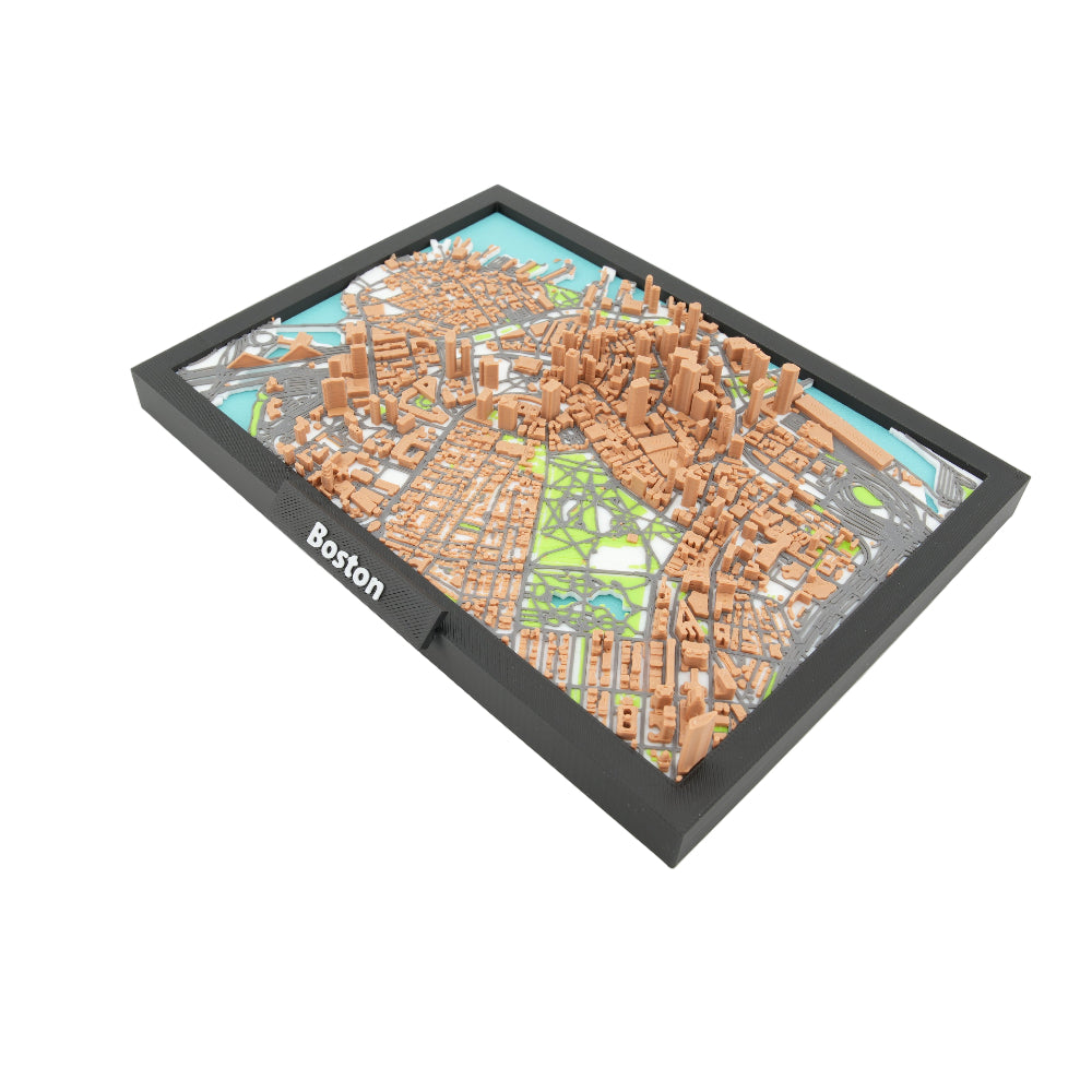 3D Boston Skyline Map | Framed Wall Art | Miniature City Model | Boston Decor & Gift | Architectural Cityscape
