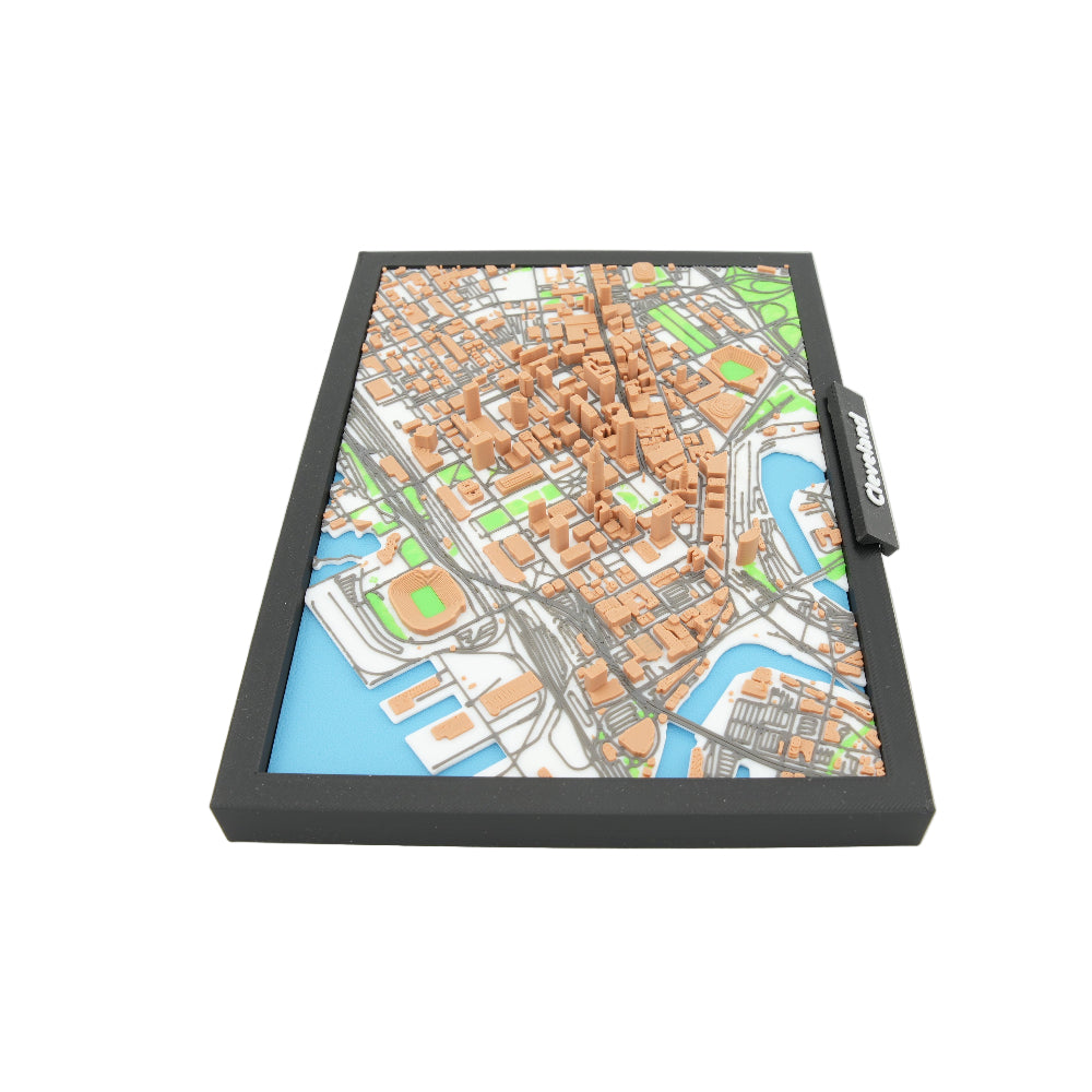 Cleveland 3D Downtown City Map Model - Framed Miniature Skyline Art and Architectural Display Decor (7 x 5 Inches)