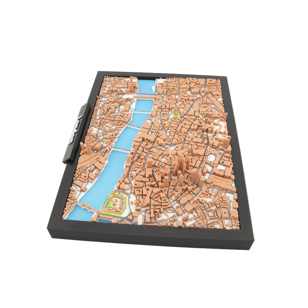 London 3D City Map Model – Framed Miniature London Landscape Art – Raised Urban Topography and River Thames Layout – Desk and Wall Display (7 x 5 Inch)
