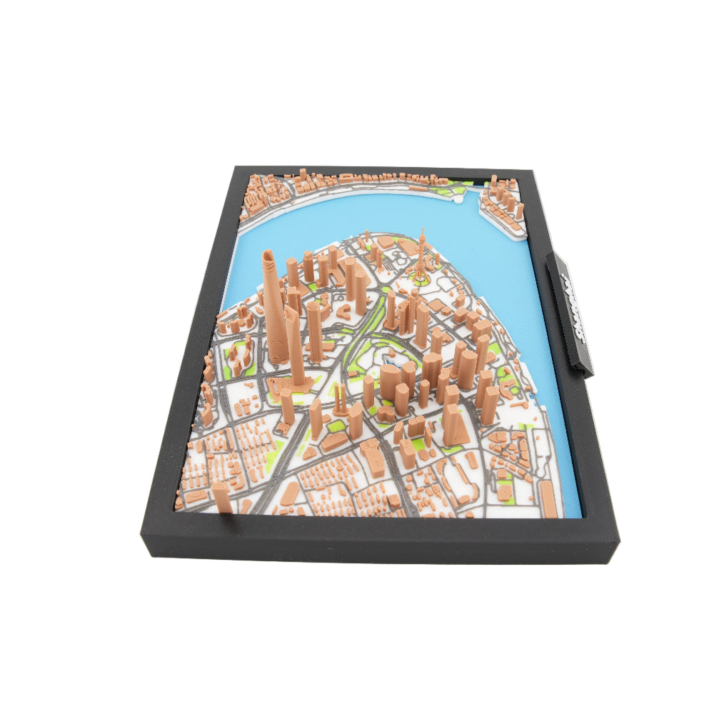 Shanghai 3D Downtown City Map – Framed Miniature Skyline Model | Architectural Cityscape Desk and Wall Decor | 7 x 5 Inch Display