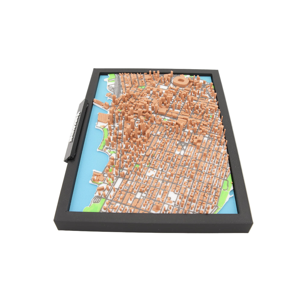 Vancouver 3D Miniature City Map Model in Framed Display - Detailed Downtown Peninsula Topography and Landmarks - Modern Desk and Wall Decor (7-1/4 x 5-5/16)