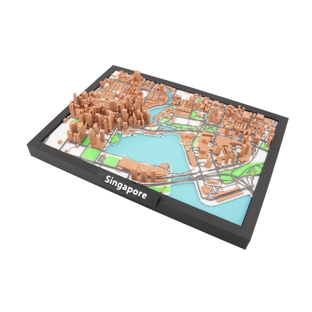 Singapore 3D Downtown City Map – Framed Miniature Skyline Model | Architectural Cityscape Desk and Wall Decor