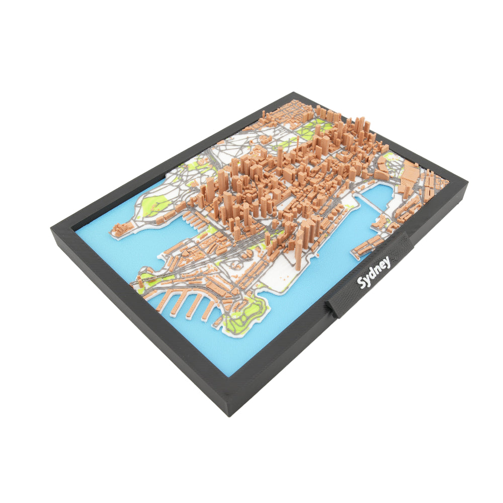 Sydney 3D City Map – Framed Miniature Skyline Model | Detailed Topographic Cityscape | Desk and Wall Art Decor