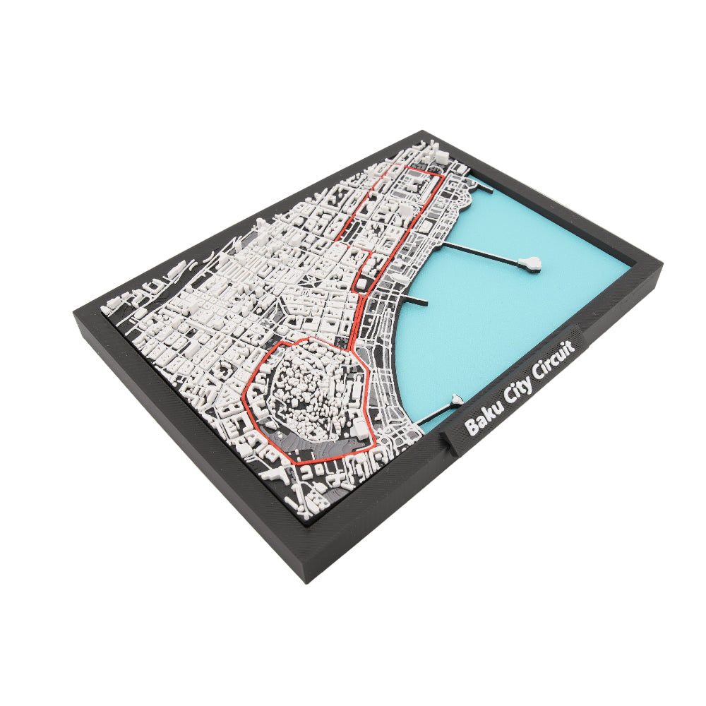 Baku City Circuit 3D Racetrack Map – Premium Layered Street Circuit Art & Desk Display | Motorsport Gift for Racing Fans