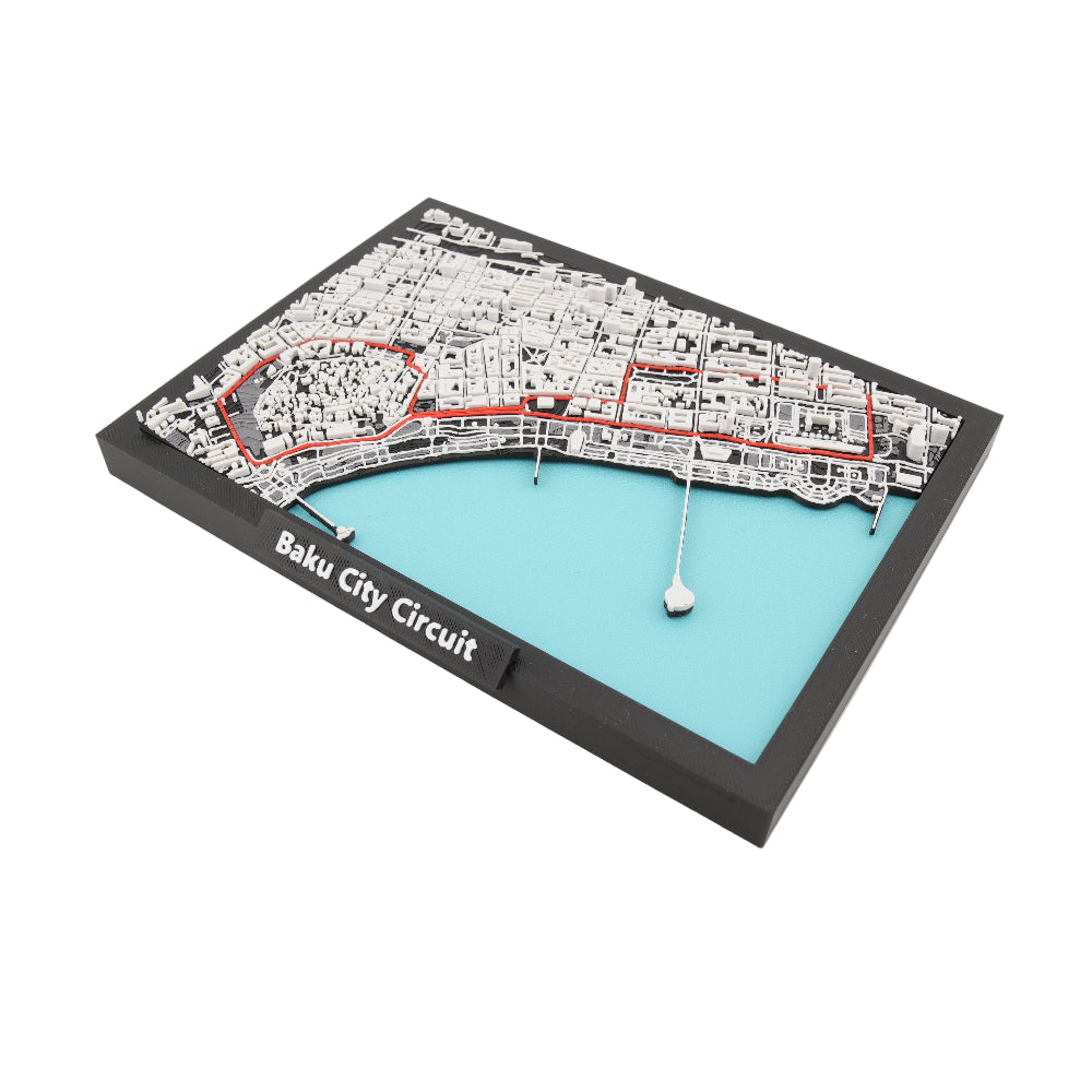 Baku City Circuit 3D Racetrack Map – Premium Layered Street Circuit Art & Desk Display | Motorsport Gift for Racing Fans
