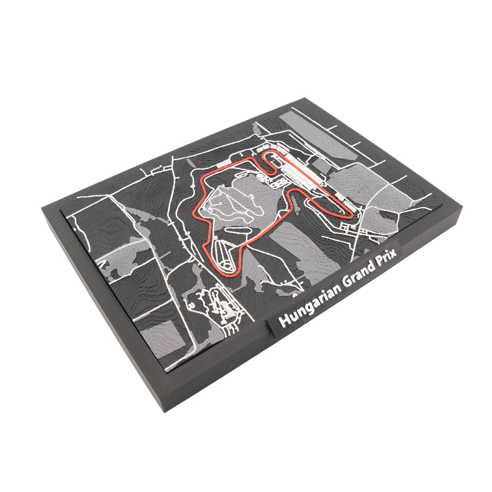 Hungarian Grand Prix 3D Circuit Map – Layered Topographic Track Model and Framed Motorsport Desk Decor