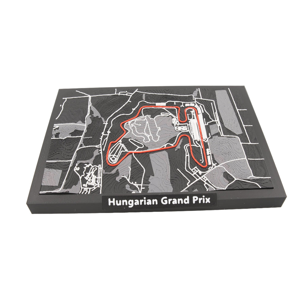 Hungarian Grand Prix 3D Circuit Map – Layered Topographic Track Model and Framed Motorsport Desk Decor