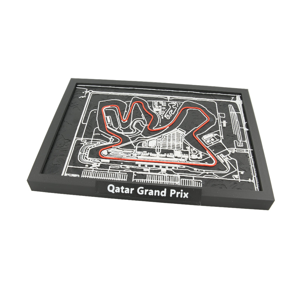 Qatar Grand Prix 3D Circuit Map Decor - Layered Lusail Racetrack Model for Desk or Wall Display | Motorsport Gift for Racing Fans