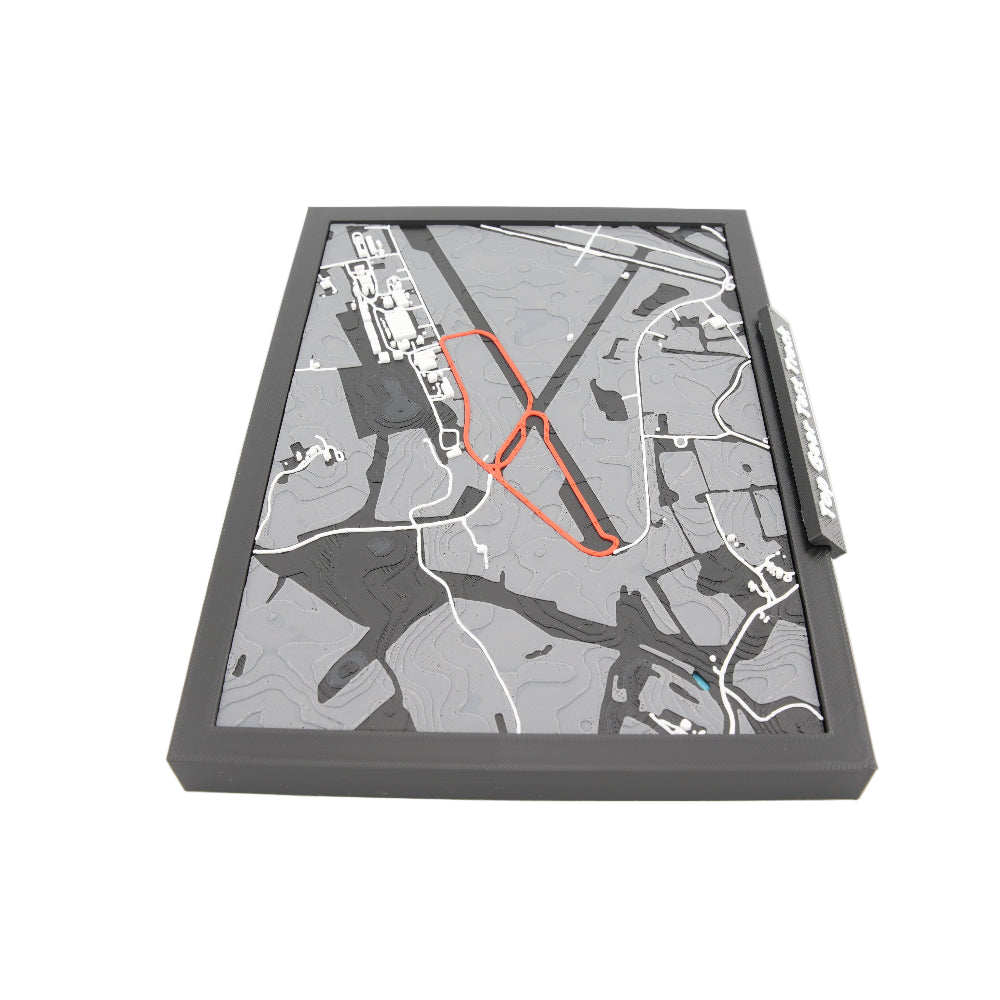 3D Topographic Circuit Map - Dunsfold Aerodrome Test Track Art Model | Layered Racing Course Display | Framed Motorsport Decor (7 in x 5 in)