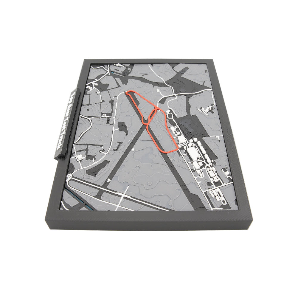 3D Topographic Circuit Map - Dunsfold Aerodrome Test Track Art Model | Layered Racing Course Display | Framed Motorsport Decor (7 in x 5 in)