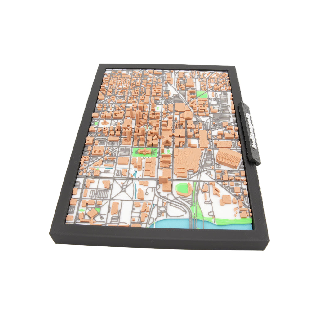 Indianapolis 3D City Map Model - Framed Miniature Downtown Skyline | Detailed Topographic Cityscape Decor for Desk and Wall Display