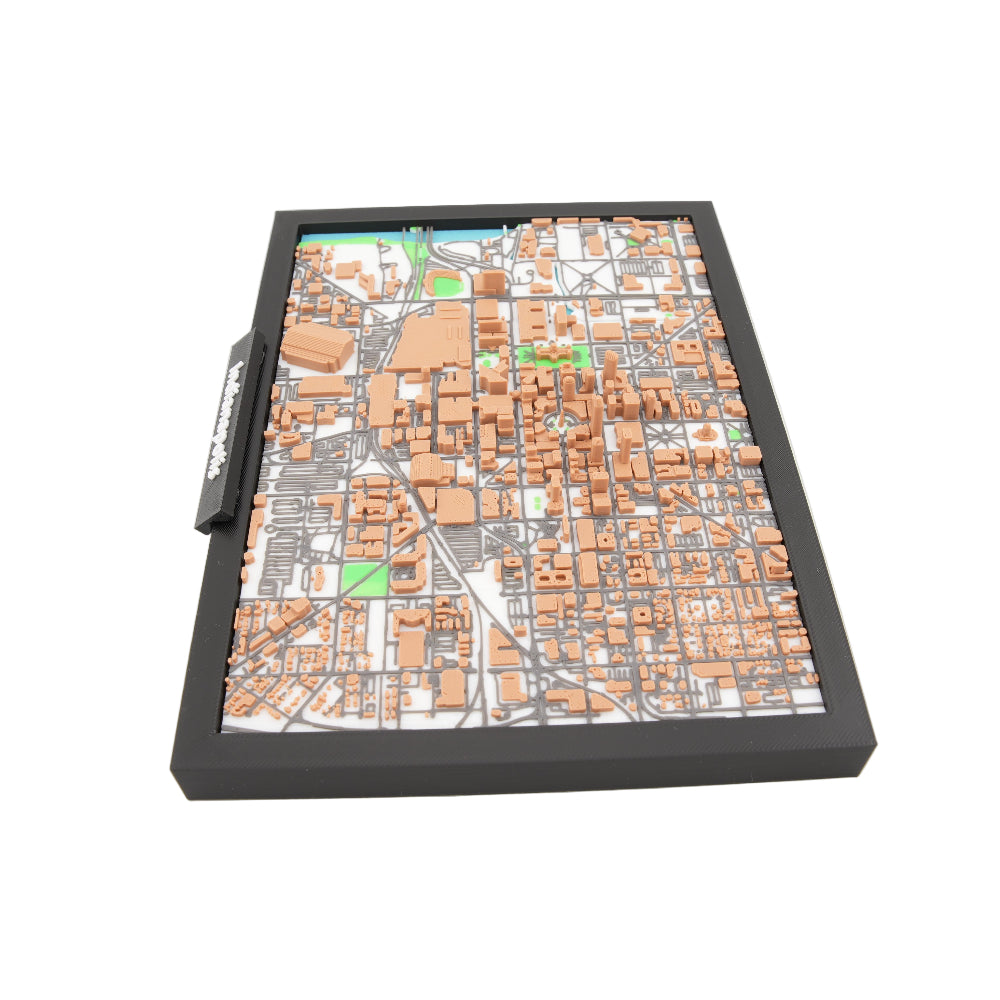 Indianapolis 3D City Map Model - Framed Miniature Downtown Skyline | Detailed Topographic Cityscape Decor for Desk and Wall Display