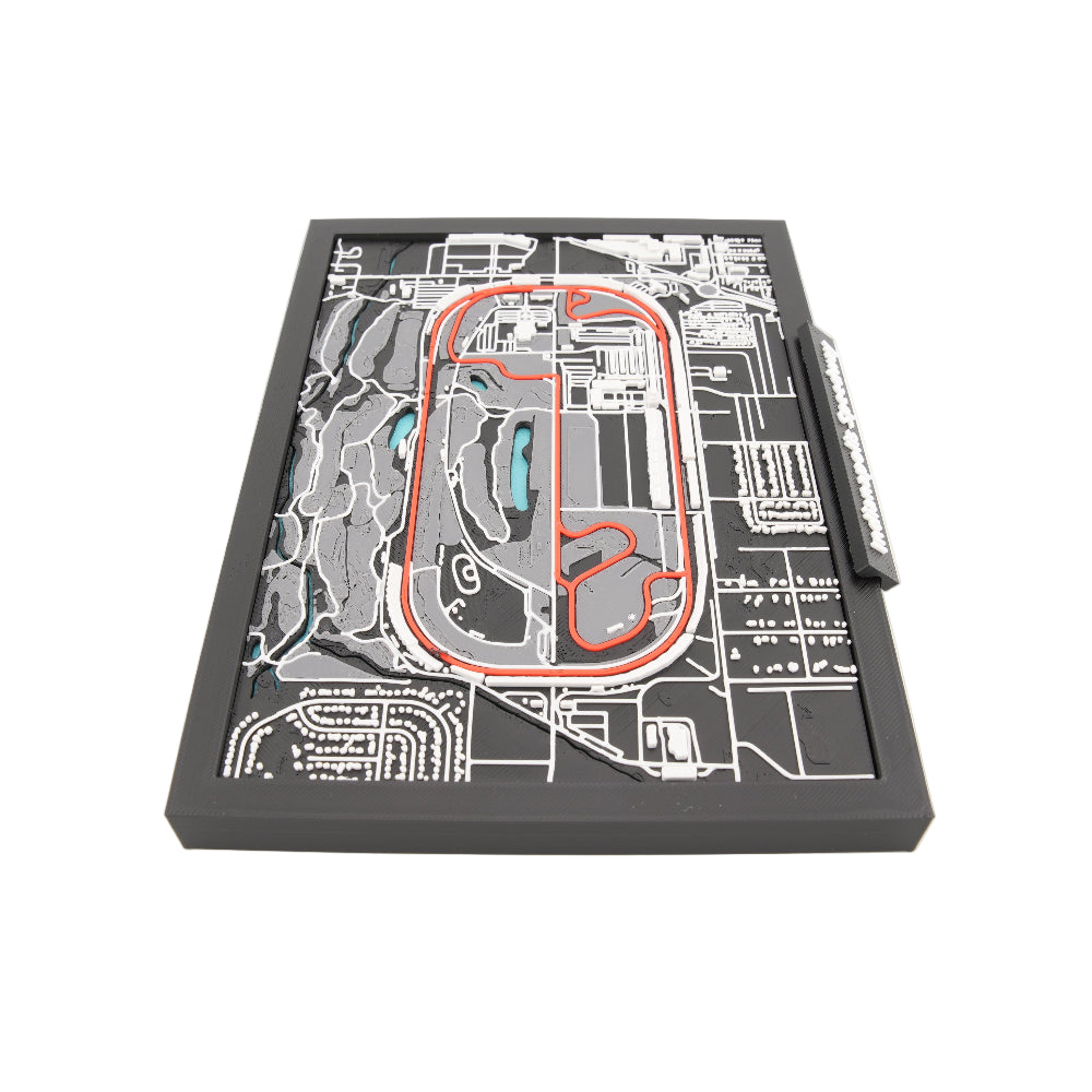 Indianapolis Motor Speedway 3D Track Map – Layered Circuit Wall Art and Desk Display | Premium Oval and Road Course Racing Decor