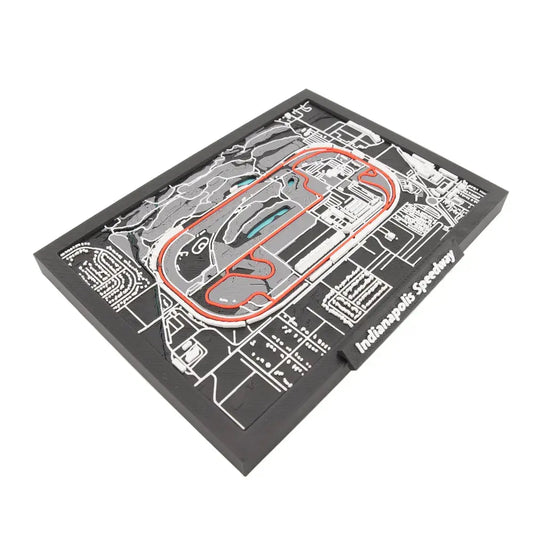 Indianapolis Motor Speedway 3D Track Map – Layered Circuit Wall Art and Desk Display | Premium Oval and Road Course Racing Decor Sancticraft