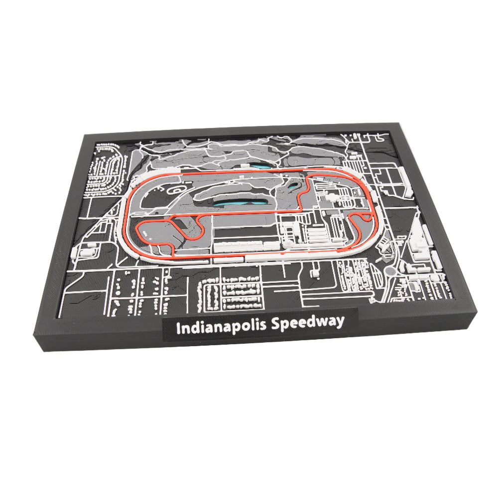 Indianapolis Motor Speedway 3D Track Map – Layered Circuit Wall Art and Desk Display | Premium Oval and Road Course Racing Decor