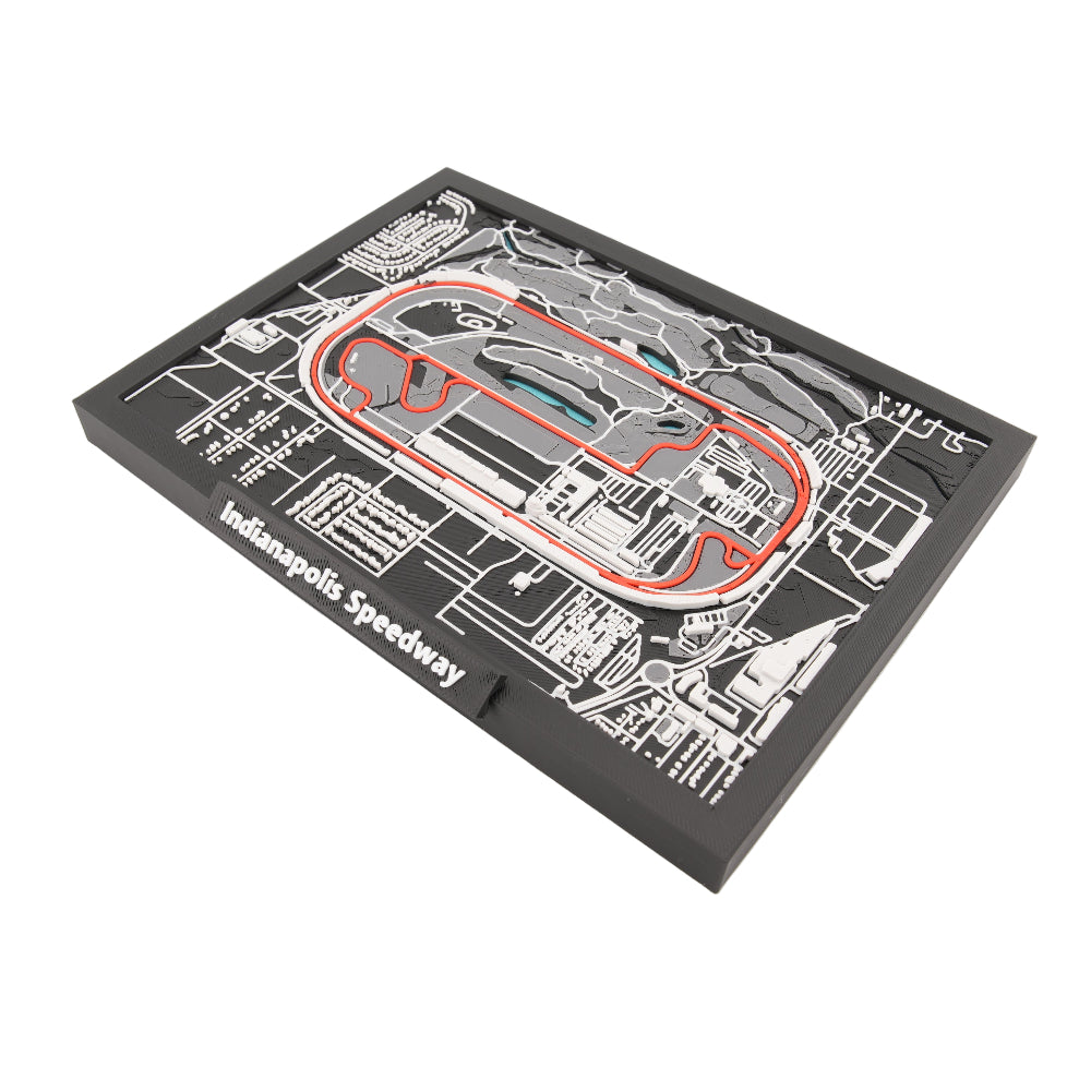 Indianapolis Motor Speedway 3D Track Map – Layered Circuit Wall Art and Desk Display | Premium Oval and Road Course Racing Decor