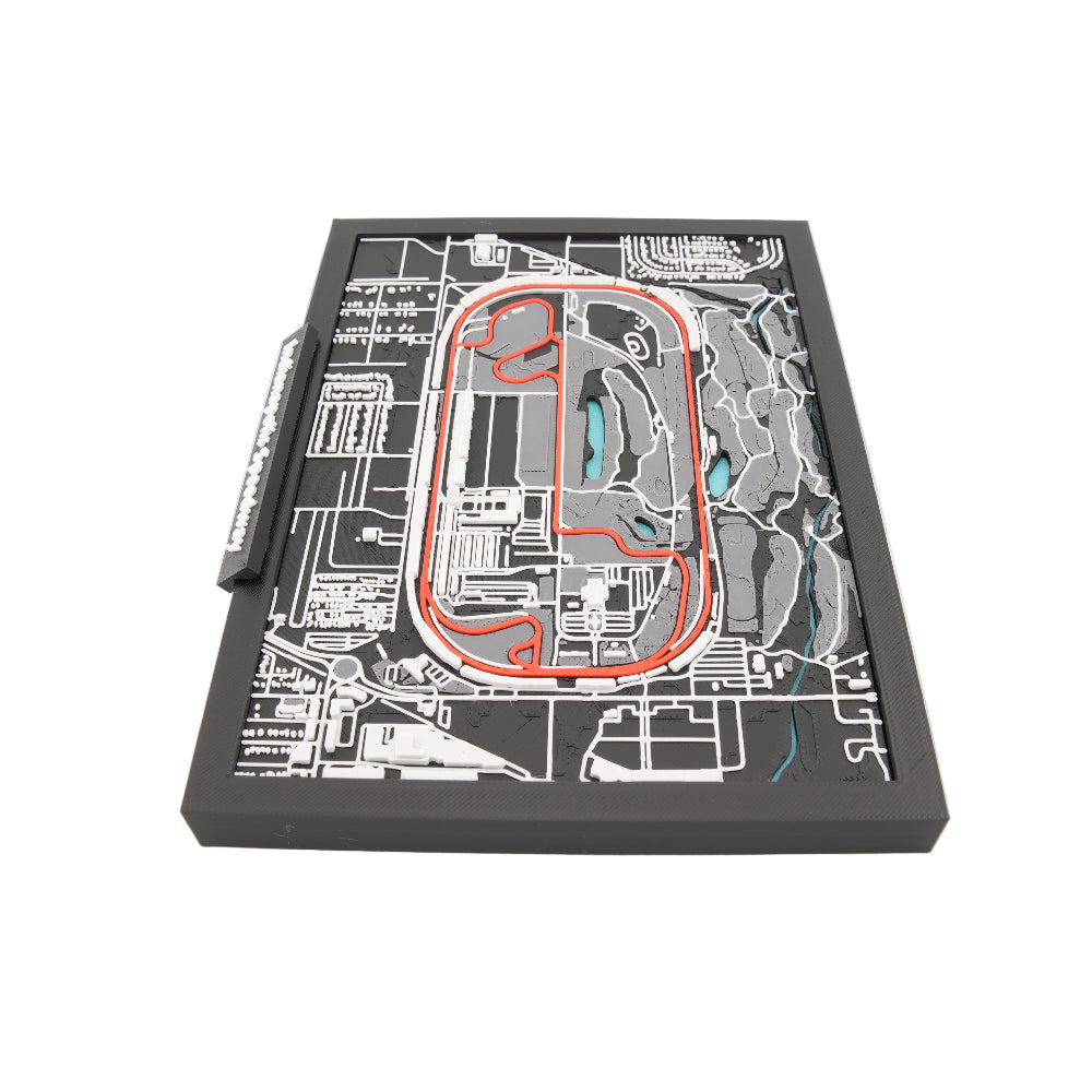 Indianapolis Motor Speedway 3D Track Map – Layered Circuit Wall Art and Desk Display | Premium Oval and Road Course Racing Decor