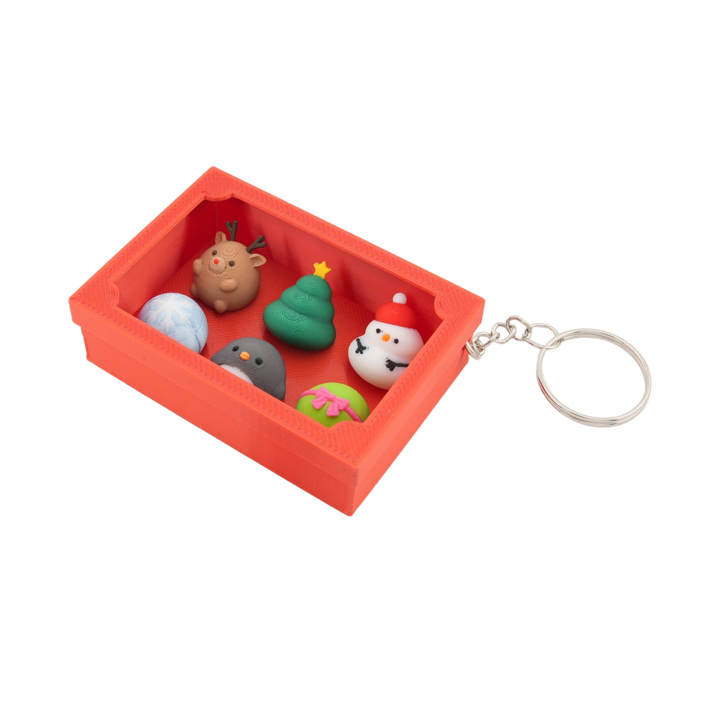 Holographic Christmas Bakery Box Ornament - Red Silk - Medium - 6 Figures