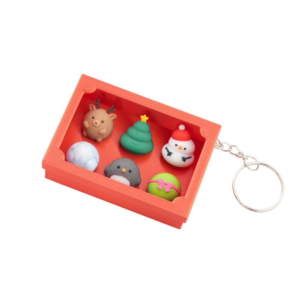 Holographic Christmas Bakery Box Ornament - Red Silk - Medium - 6 Figures