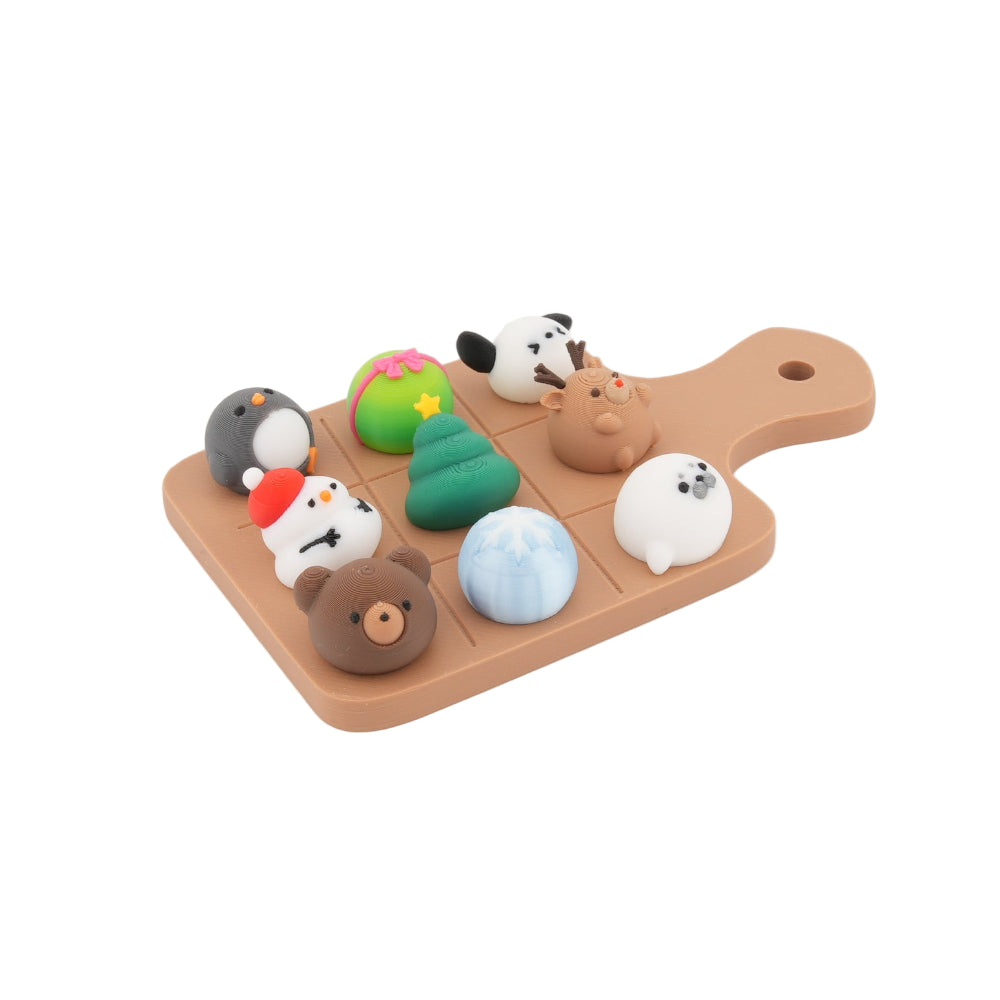 Christmas Mini Figurine Cheese Board Décor Set – Cute Holiday-Themed Plastic Ornaments on Decorative Display Board