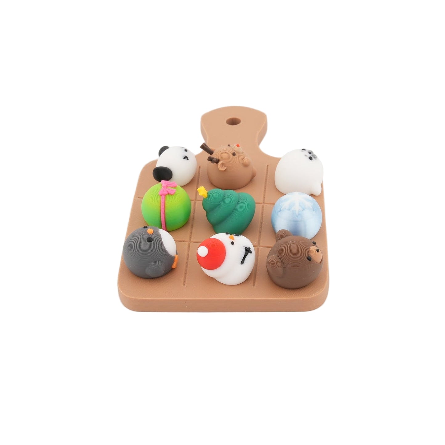 Christmas Mini Figurine Cheese Board Décor Set – Cute Holiday-Themed Plastic Ornaments on Decorative Display Board