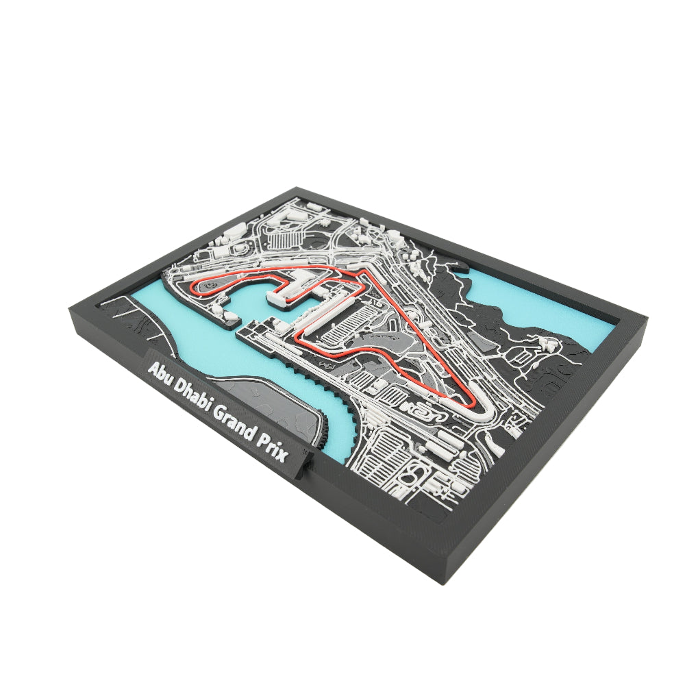 Abu Dhabi Grand Prix 3D Circuit Map - Framed Layered Track Model Art | Yas Marina Circuit Sculpture Decor | Motorsport Gift for Fans