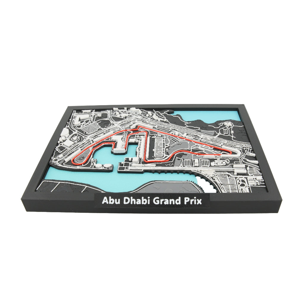 Abu Dhabi Grand Prix 3D Circuit Map - Framed Layered Track Model Art | Yas Marina Circuit Sculpture Decor | Motorsport Gift for Fans
