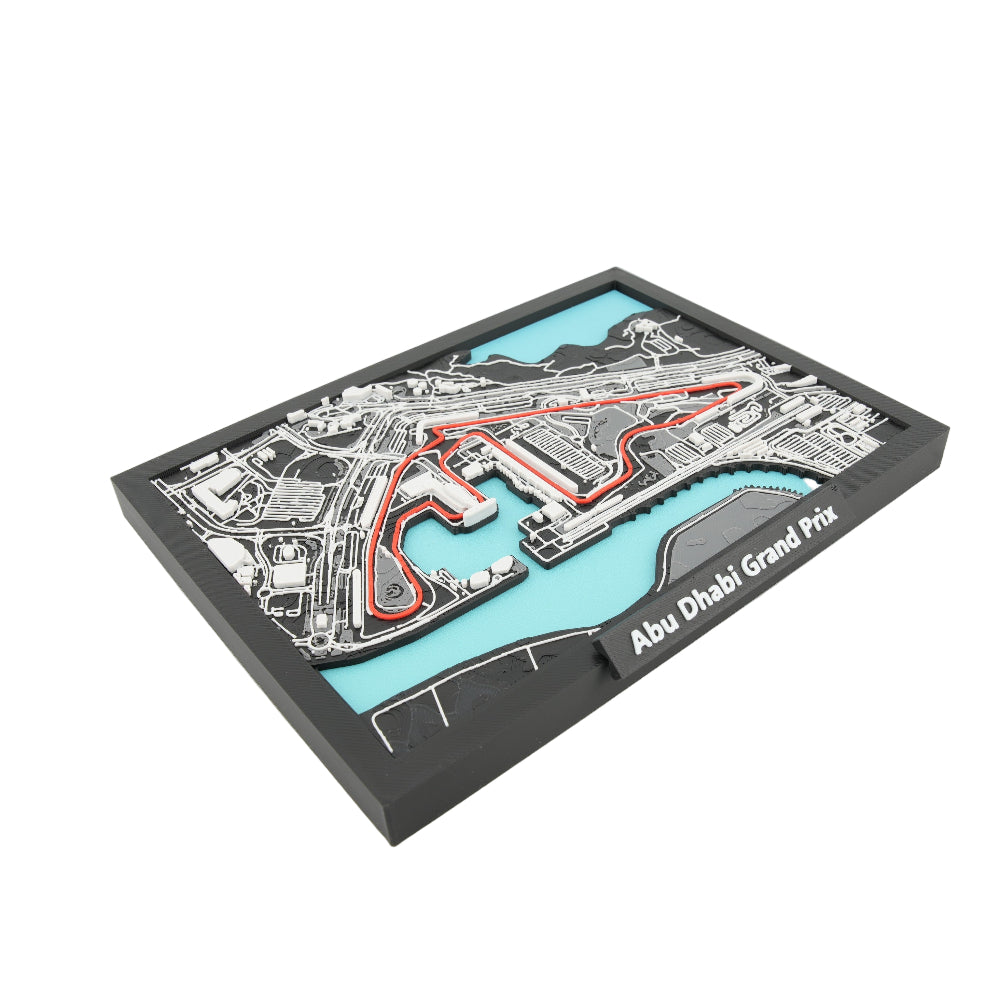 Abu Dhabi Grand Prix 3D Circuit Map - Framed Layered Track Model Art | Yas Marina Circuit Sculpture Decor | Motorsport Gift for Fans