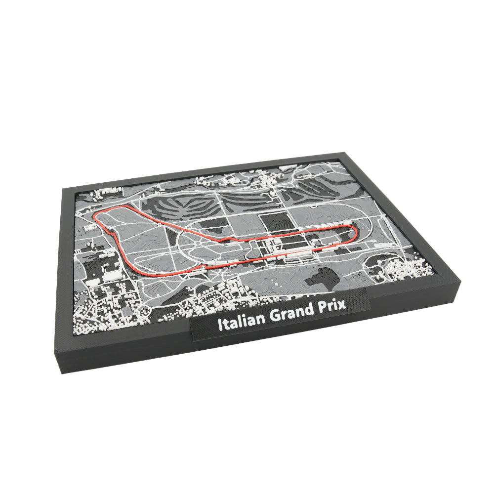 Italian Grand Prix 3D Circuit Map – Framed Layered Track Artwork and Topographic Landscape Model – Racing Fan Desk and Wall Decor