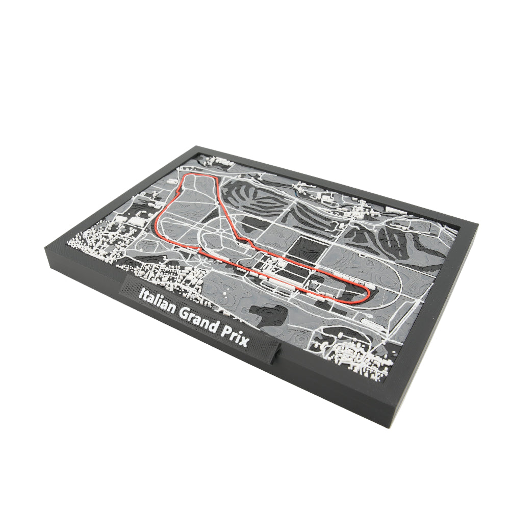 Italian Grand Prix 3D Circuit Map – Framed Layered Track Artwork and Topographic Landscape Model – Racing Fan Desk and Wall Decor