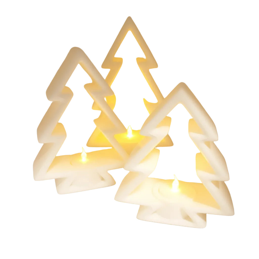 Modern Christmas Tree LED - Minimalist Holiday Table Decor and Warm White Flickering Light