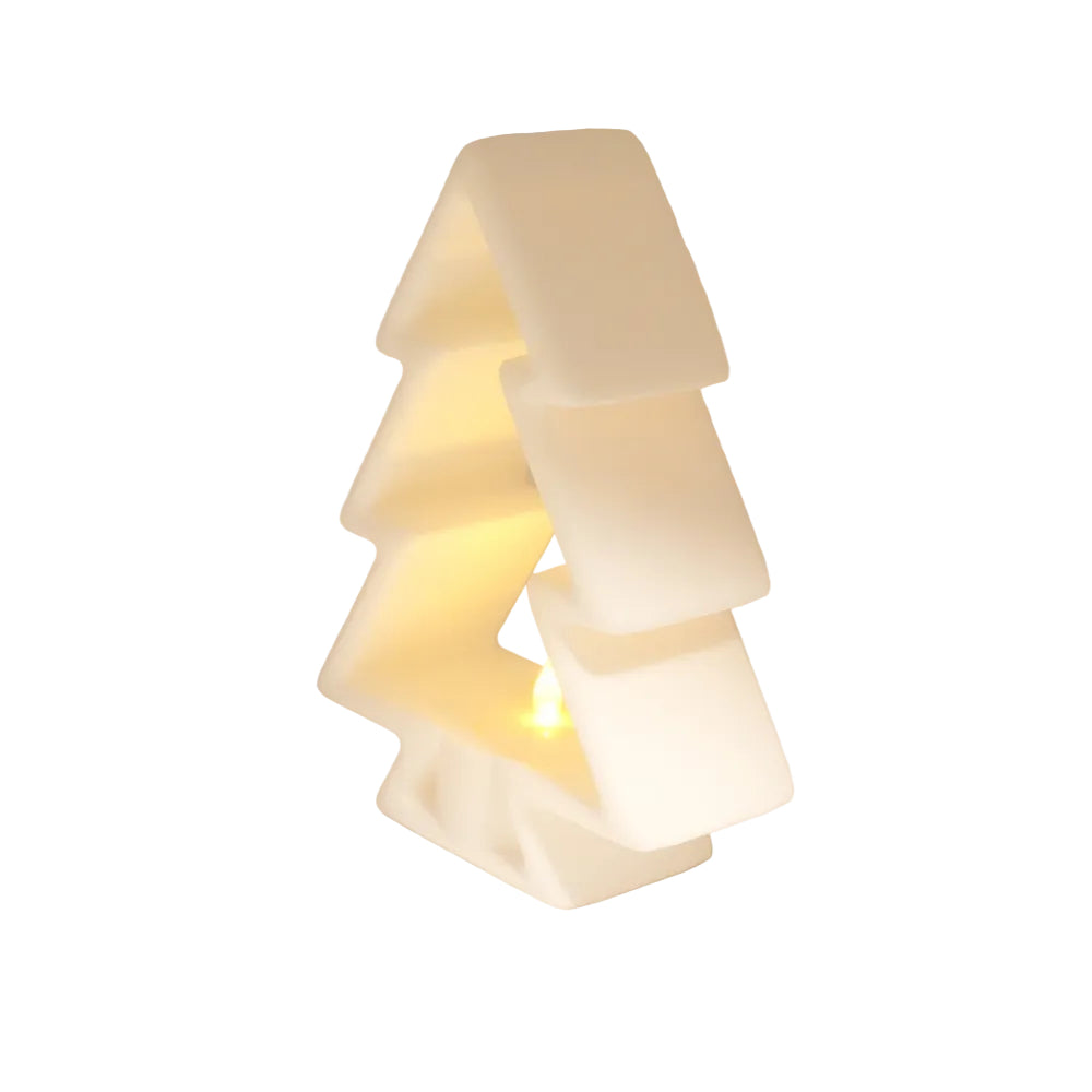 Modern Christmas Tree LED - Minimalist Holiday Table Decor and Warm White Flickering Light