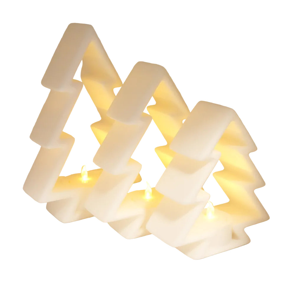 Modern Christmas Tree LED - Minimalist Holiday Table Decor and Warm White Flickering Light