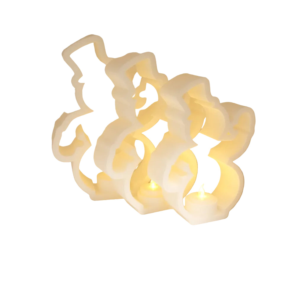 Snowman Tealight Candle Holder - Winter Holiday LED Display Decor - 3D Silhouette Snowman Luminary for Table, Shelf, and Mantel