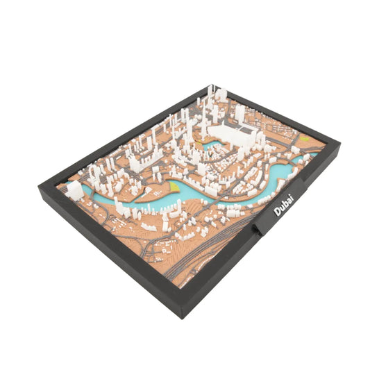 Dubai architectural skyline model side angle