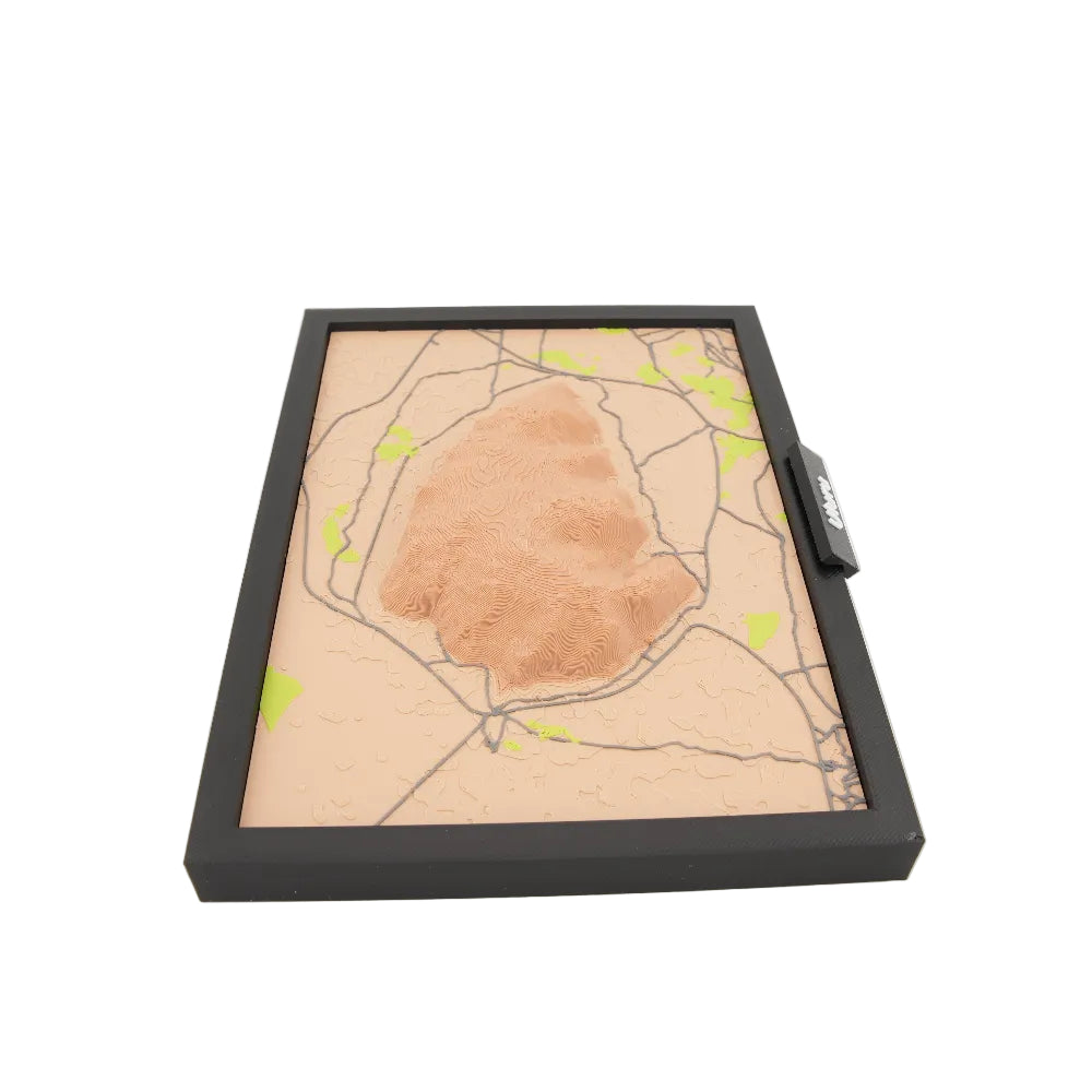 Uluru 3D Topographic Map Art - Framed Desktop and Wall Display | Layered Terrain Model with Contours and Surrounding Landscape Detail