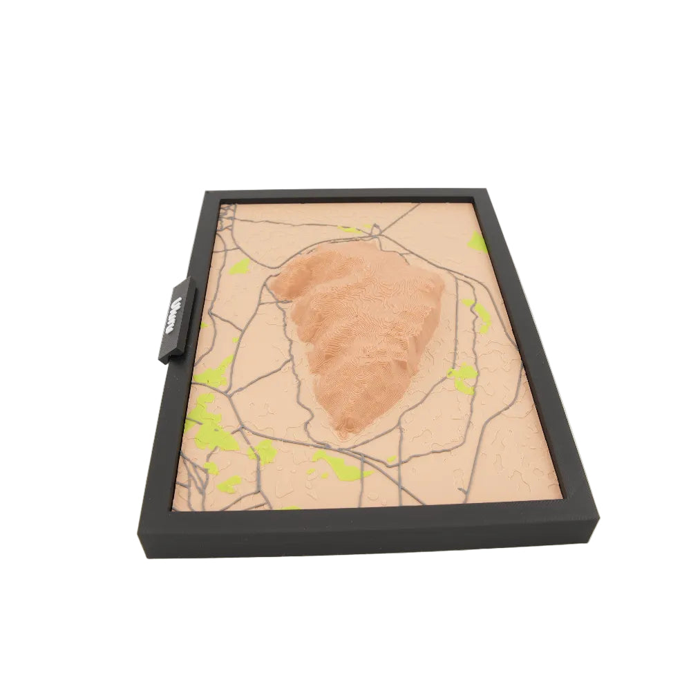 Uluru 3D Topographic Map Art - Framed Desktop and Wall Display | Layered Terrain Model with Contours and Surrounding Landscape Detail