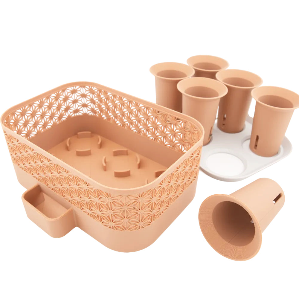 Self Watering Planter - Modern Indoor Herb and Flower Pot with Water Reservoir for Kitchen or Countertop