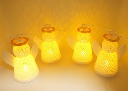 Scandinavian Decor Angel String Lights – Nordic Style Warm White Fairy Lights for Cozy Bedroom and Home Decor