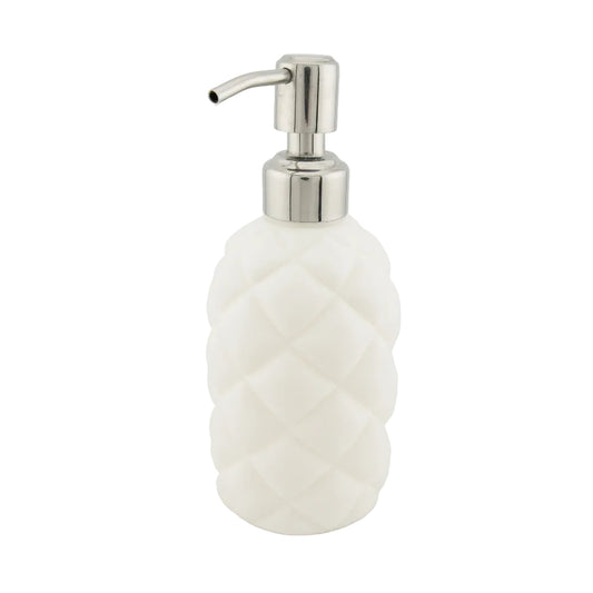 White Soap Dispenser for Bathroom Countertop, Decorative Plastic Hand Soap Pump, Refillable Lotion Dispenser, Modern Bathroom Decor