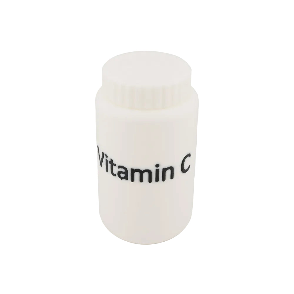 Pill Container Refillable Medicine and Vitamin Bottle with Custom Raised Text Built In