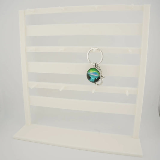 Keychain Display Rack - White Tabletop Display Stand for Charms and Accessories Sancticraft